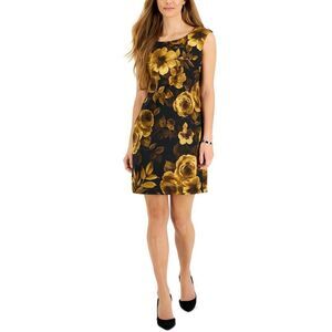 Connected apparel Petites Womens Floral Print Above Knee Shift Dress size 8 medi